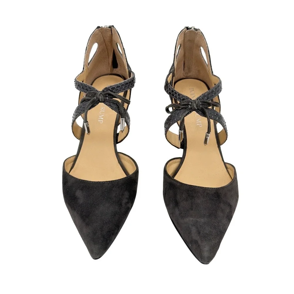 Ivanka Trump Charcoal Suede Pointed‎ Toe Ankle Strap Heels Pumps 6M